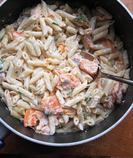 Family Fish and Pasta on Friday: Creamy Salmon and Orange Pasta with Mixed Herbs Recipe