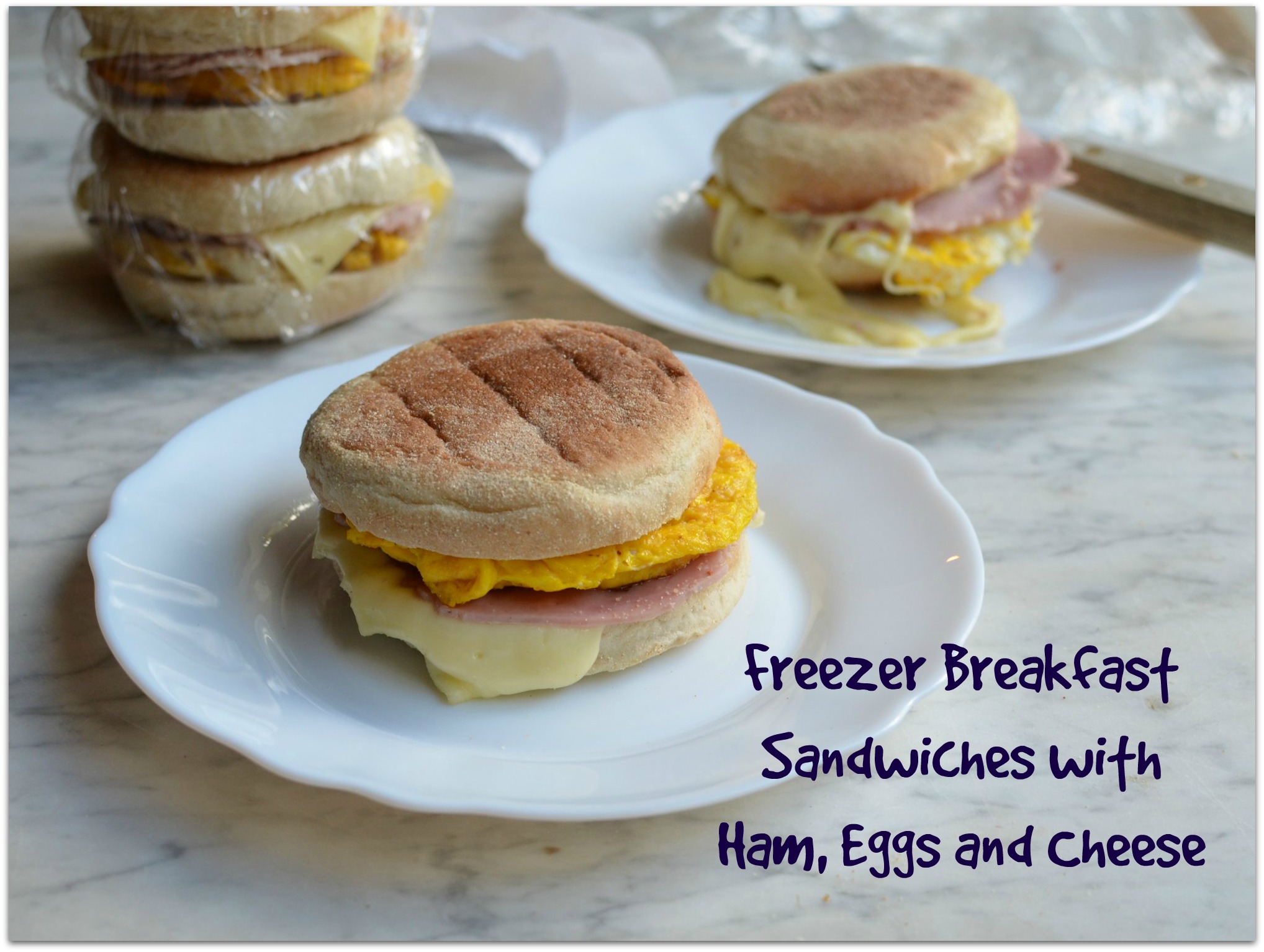 Secret Recipe Club: Freezer Breakfast Sandwiches With Ham, Eggs And Cheese