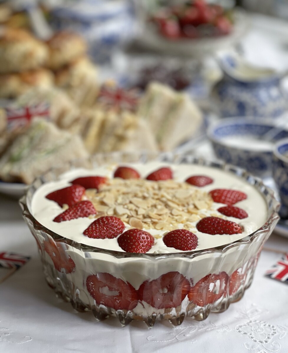 English Strawberries & Cream Coronation Trifle - Lavender and Lovage
