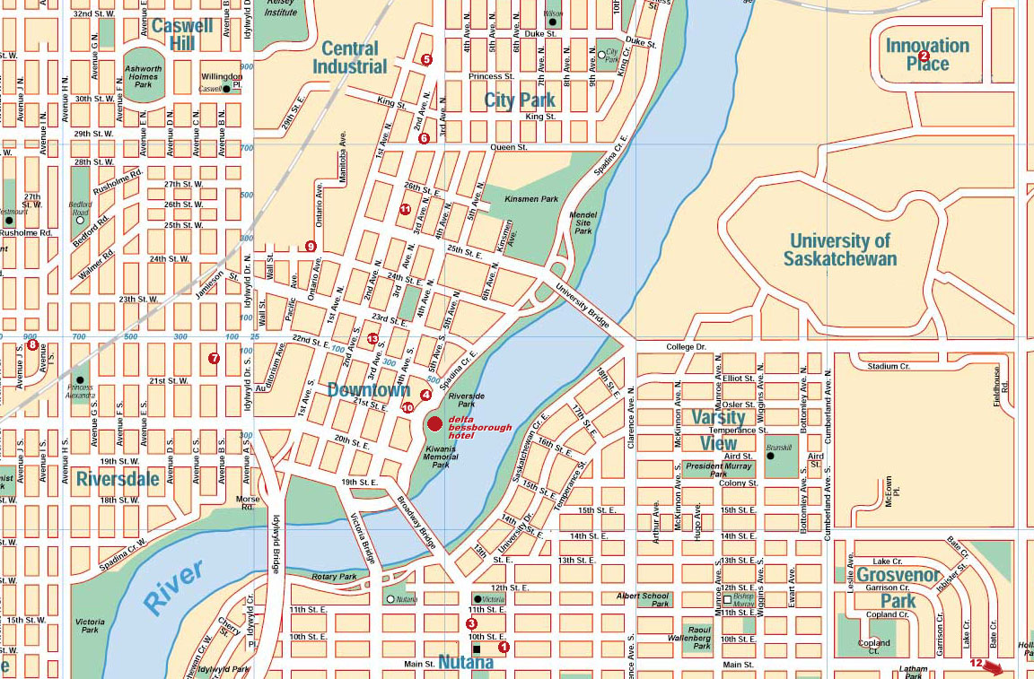 Saskatoon Saskatchewan Tourist Map 1 