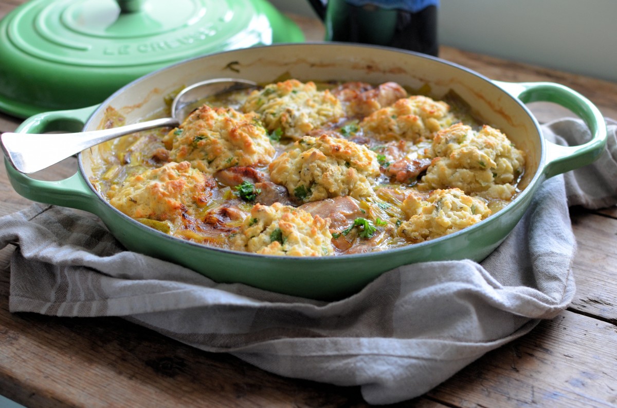 Leek & Chicken Casserole With Baked Dumplings - Lavender And Lovage