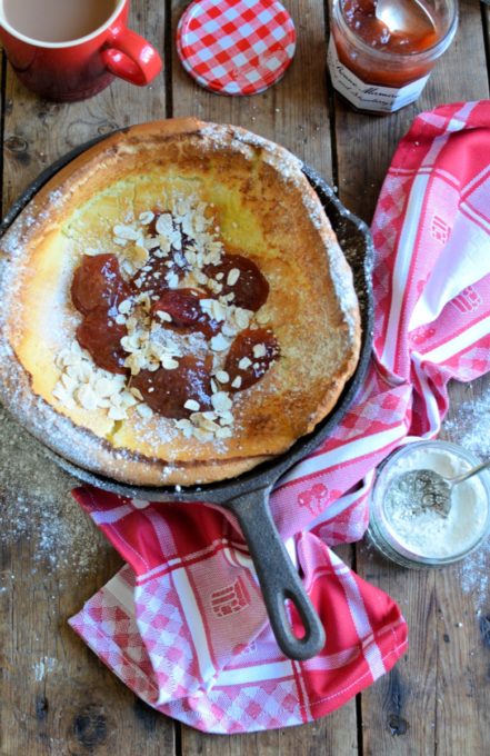 Baked Rhubarb & Strawberry Clafoutis Pancake - Lavender 